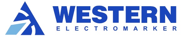 Logo for Western Electromarker with text
